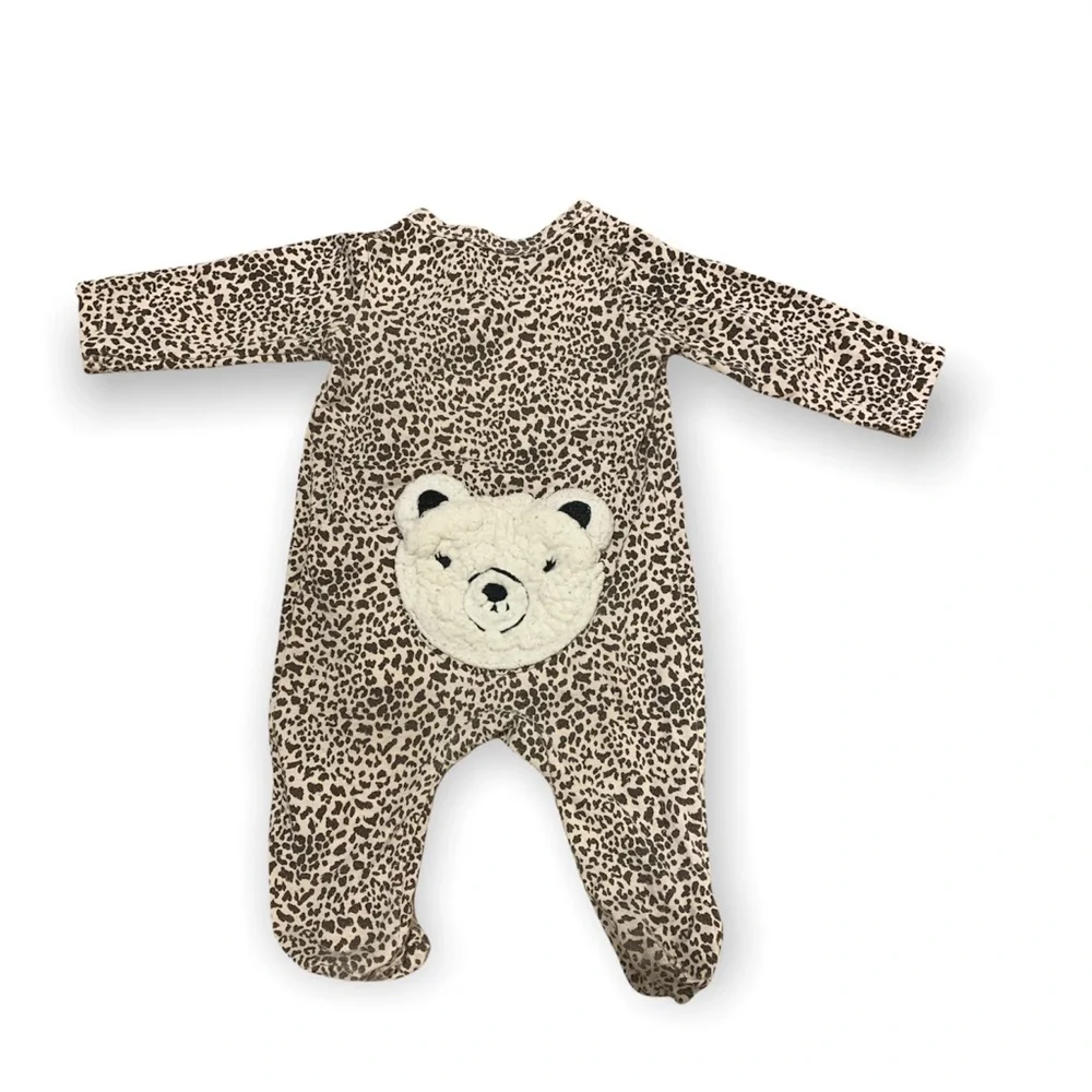 Jessica Simpson Baby Girls 0-3 Months Leopard-Print Footed Coverall